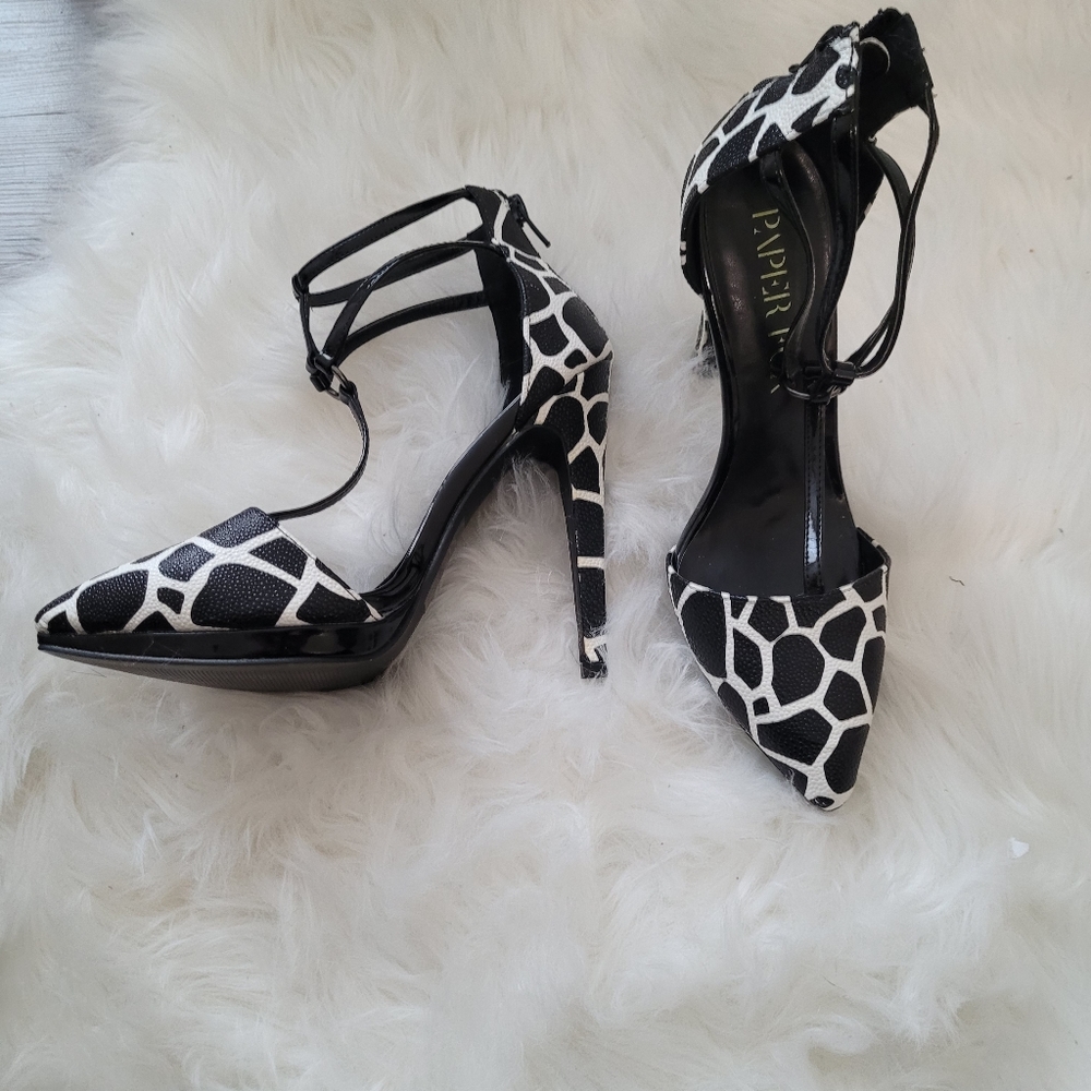 Cow print heels